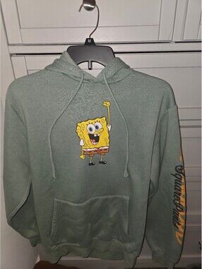 SpongeBob SquarePants Green Hoodie Sweatshirt Size Small